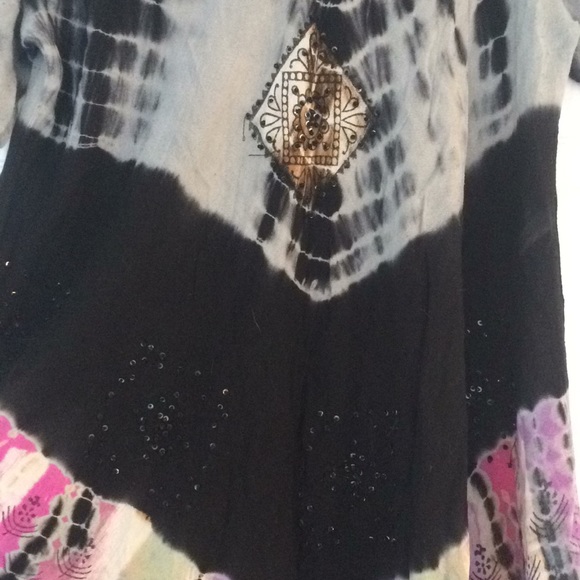 Short sleeve tye dye sequin shirt Free size - Picture 3 of 4